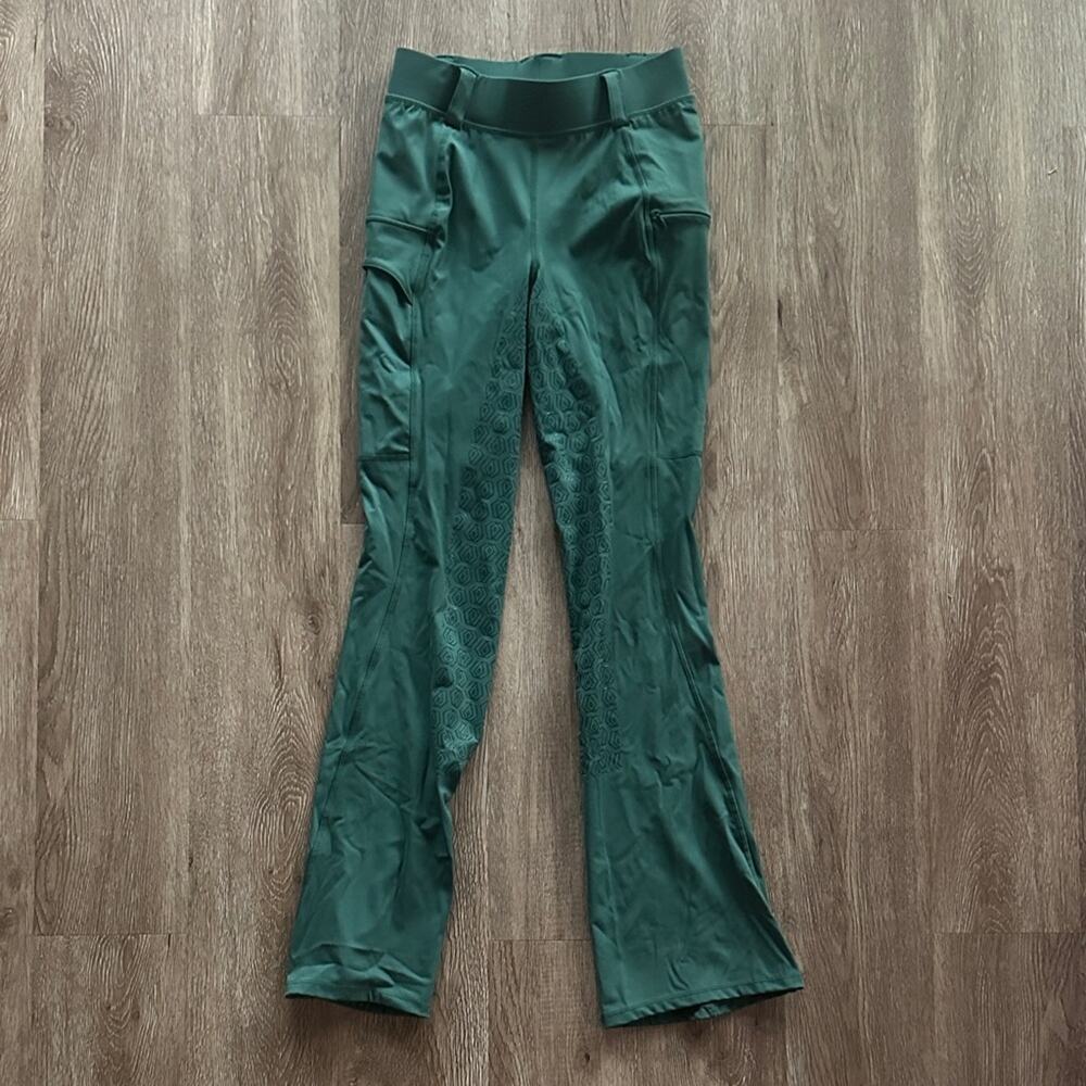 Fitst4 Full Seat Bootcut‎ Riding Pants Zipper Pockets Dark Green Size XS